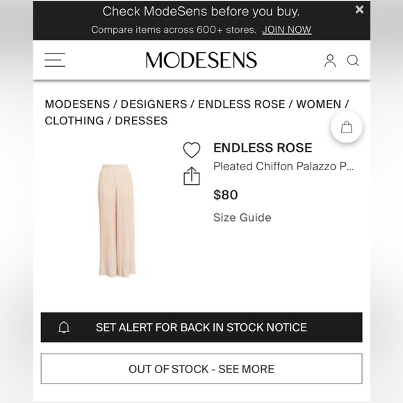 NWOT #5 ENDLESS ROSE Pleated Pants in Ivory, size small - Picture 11 of 14